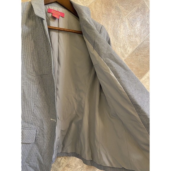 Catherine Malandrino Women’s Sz‎ S Blue Pinstripe Blazer — Single-Breasted - Picture 5 of 12